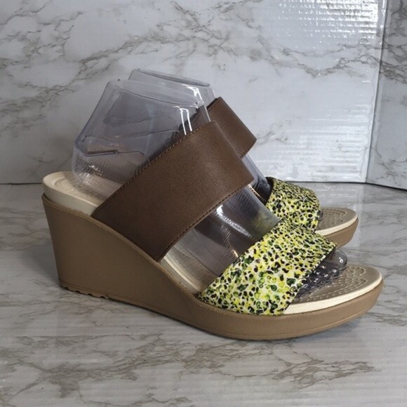 Crocs Leigh II 2-Strap Graphic Open Toe Wedge Heel Sandals size 10 - Picture 5 of 10